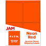 JAM Paper Neon Red 4 x 5 Shipping Labels