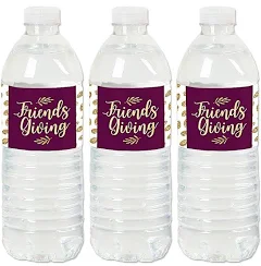 big dot of happiness llc Elegant Thankful for Friends Friendsgiving Thanksgiving Party Water Bottle Sticker Labels