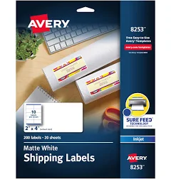 Avery Vibrant Inkjet Color-Print Labels w Sure Feed 8253