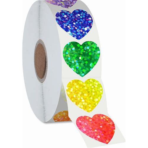 500 PCS Glitter Heart Stickers, 8 …