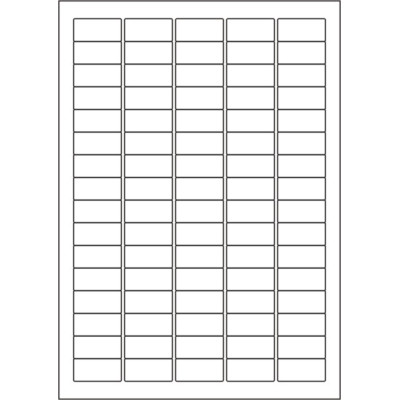 White glossy paper self-adhesive labels 35,6x16,9 mm, on A4 sheet, for laser printing