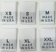 1000 pcs White Woven Clothing Labels, Care Label: Made In USA - xs, s, m, l, xl, xxl