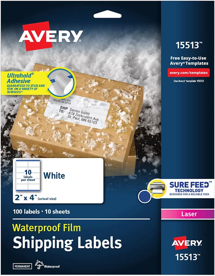 Avery Waterproof Shipping Labels with S 15513