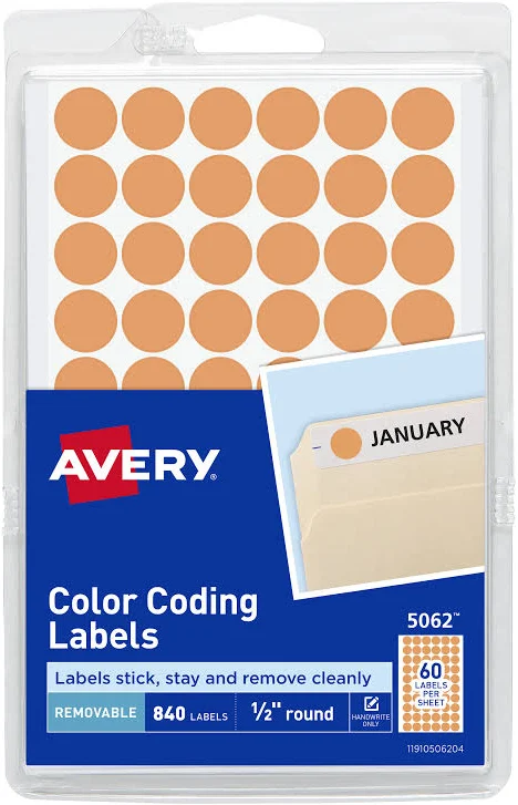 Avery Handwrite Only Self-Adhesive Removable Round Color-Coding Labels