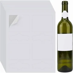 25 Sheets 100Pcs White Labels Stickers Printable Wine Labels Blank Wine Label Paper Self Adhesive Label Inkjet for DIY Supplies Wedding Party36-