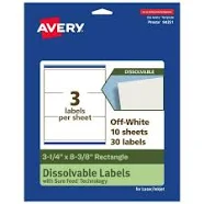 Avery Dissolvable Rectangle Labels
