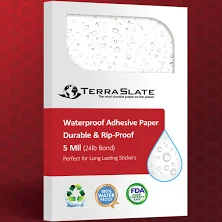 Printed Waterproof Adhesive Labels, 200 Custom Printed / 8.5" x 14" at TerraSlate