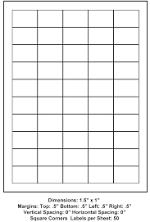 1.5 x 1 (50 Up), 8.5 x 11 Adhesive Label Paper, 1,000 Sheets per Carto