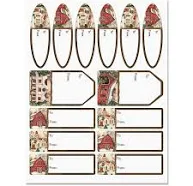 Evergreen Christmas Labels in Sets of 42 Include 3 Sizes/Shapes