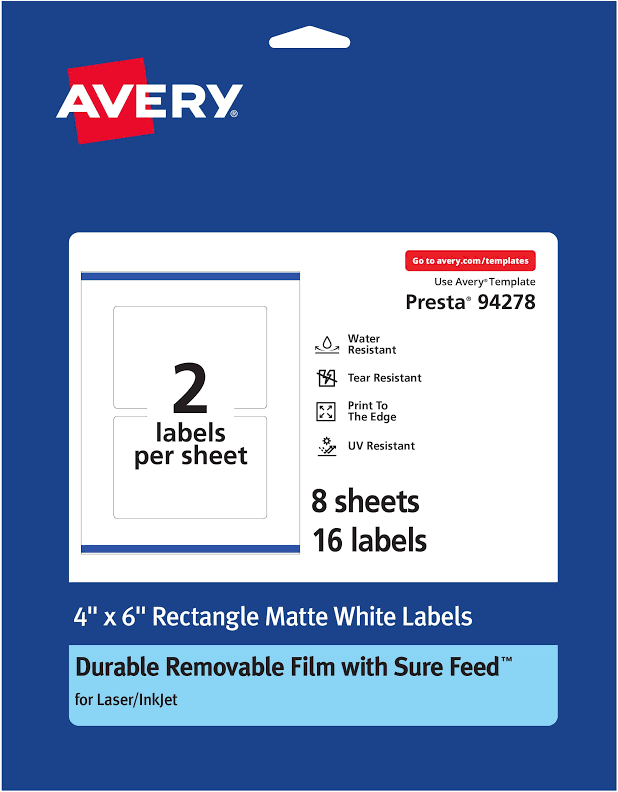 Avery Durable Removable Rectangle Labels