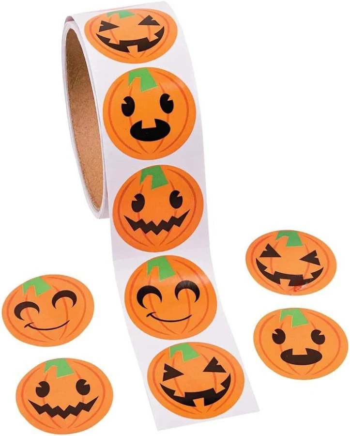Fun Express Jack-O'-Lantern Face Paper Sticker Roll