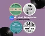 Bundle of 4 Vinyl Record Label Templates: Editable LP Stickers Canva Design (Digital Download)