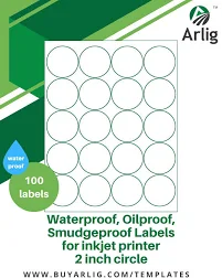 arlig 2 inch Circle Waterproof Labels for Inkjet Printer
