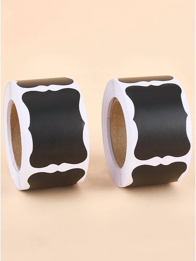 2rolls 2 Rolls 150 Pcs PVC Self-Adhesive Stickers Black 50x35mm Waterproof Label Tags for Organizing Packaging Scrapbooking
