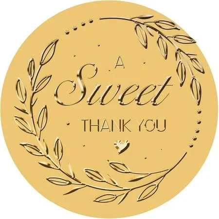 100pcs A Sweet Thank You Labels 2 inch Round Self Adhesive Gold Foil Sticker Embossed Certificate Seals Tags