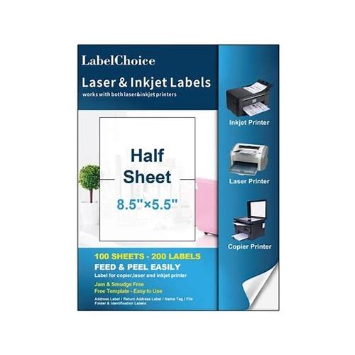 100 Sheets 200 Labels Half Shee…