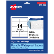 Avery 1-1/3" x 4" Waterproof Rectangle Labels