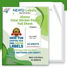 Neato MaxClear Transparent Clear Sticker Paper 10 Pack