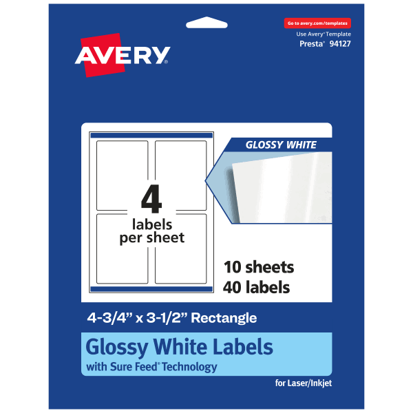 Avery Glossy White Rectangle Labels