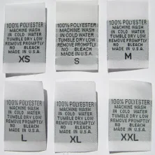 1000 pcs White Clothing Sewing Garment Apparel Wardrobe Woven Wash Content Care Label - 100% Polyester XS, S, M, L, XL, XXL (166pcs each)