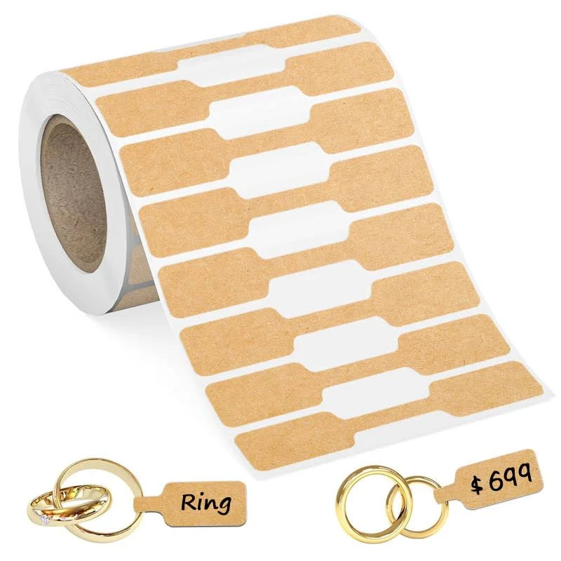 Wholesale Handwritten Price Tag Stickers Jewelry Necklace Ring Self-Adhesive Label Tape 500 Sheets/Roll Kraft Paper Adhesive Labels