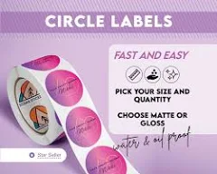Labels on a Roll with Your Logo or Image | Matte or Glossy | Circle BOPP Stickers | | Choose your size | Laminated Waterproof