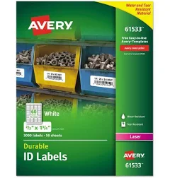 Avery 61533 TrueBlock 2/3" x 1 3/4" White ID Labels