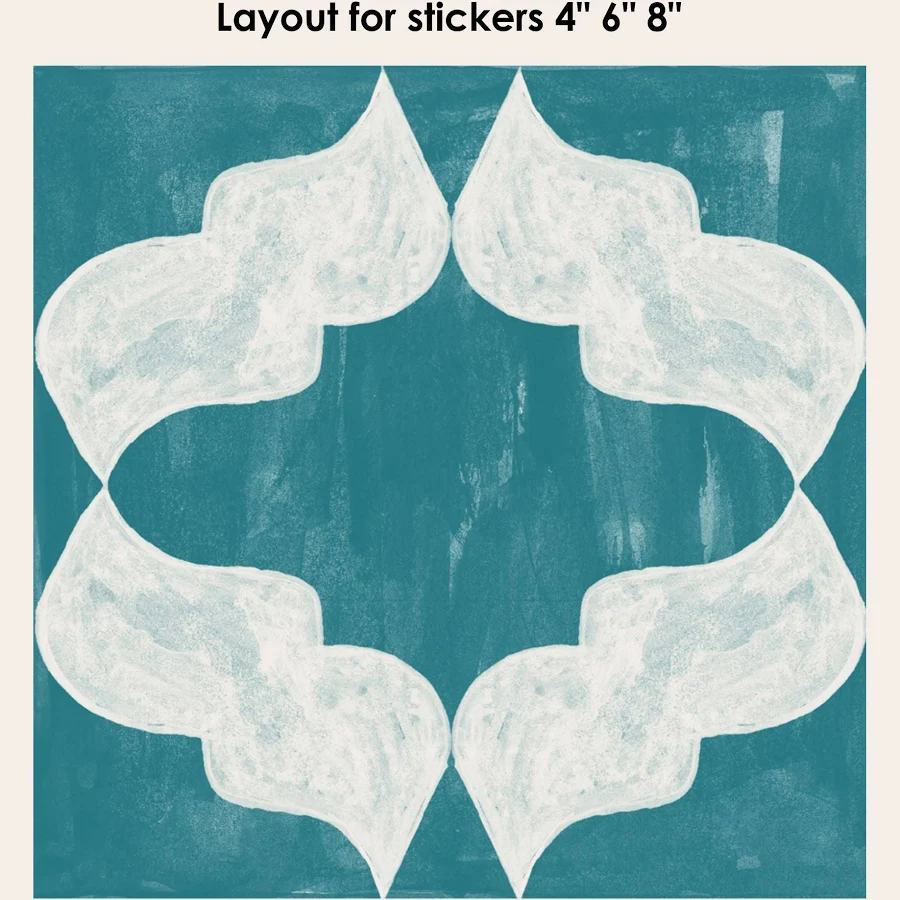 Quadrostyle Arabesque in Teal Vinyl Tile Sticker 8 pcs