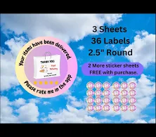 2.5 inch Custom Labels for Door dash, Uber Eat, Grub Hub & more