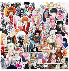 Wanhuatong Japanese Anime Mixed Stickers,Popular Classic Stickers 50pcs Waterproof Vinyl Decals for Bumper Cars Computer Guitar Luggage Skateboard