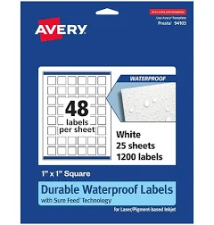 Avery Laser/Inkjet Square Durable Waterproof Labels