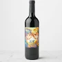 Anime Boy and Girl Floral Couple Personalized Wine Label