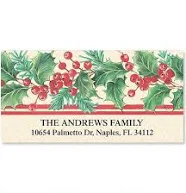 Personalized Holly Stripe Deluxe Self-Stick Address Labels-144 per Set