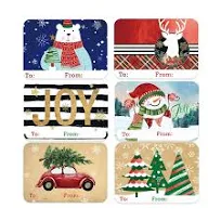 80-Count Large Foil Christmas Gift Tag Stickers, 8 Large Designs Xmas to and from Christmas Name Tags for Wrapping-Holiday Present self-Adhesive