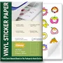 Betckey 8.5" x 11" Glossy Printable Vinyl Sticker Paper for Inkjet or