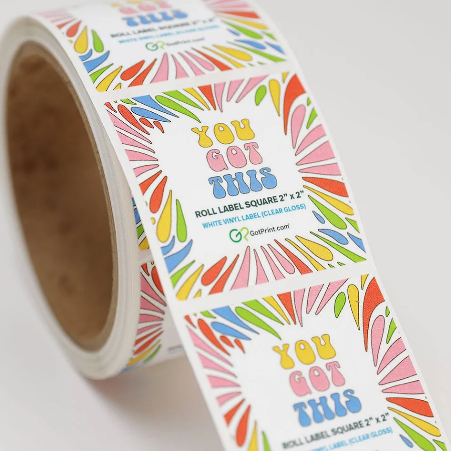 Roll Labels, Modern Glossy Square Stickers in Bulk - GotPrint