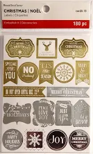 Recollections GOLD & SILVER FOIL Christmas Labels, 180 pcs | China | Multi-Color | Foiled | Holiday