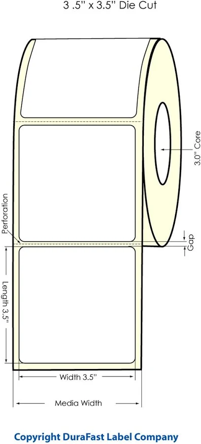 LX900 3.5" x 3.5" Inkjet High Gloss Paper Labels 650/Roll