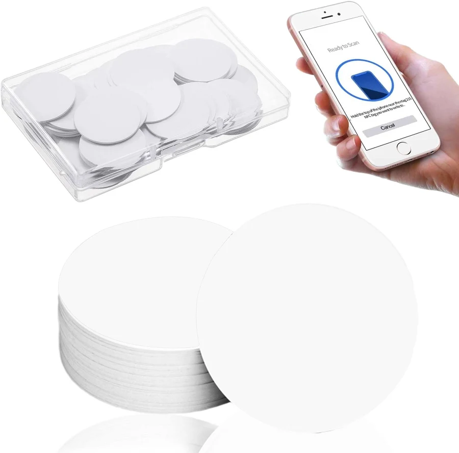 Zocasl NFC Tags Blank White with Adhesive Back