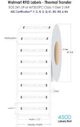 Walmart RFID Labels 1.73" x 0.71" Thermal Transfer 4500/Roll 3" Core