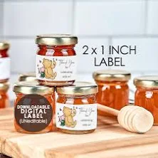 DOWNLOADABLE Honey Jar Label at 2x1 inches / Digital File is UNeditable / Sold As Is / Classic Winnie The Pooh / Instant Download