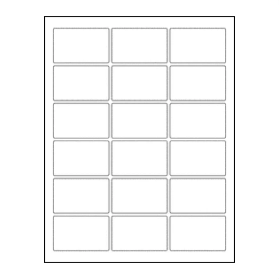 Blank, printable labels: 2.5" x 1.563" rounded rectangle, matte white paper with PERMANENT adhesive, 10 sheets= 180 labels