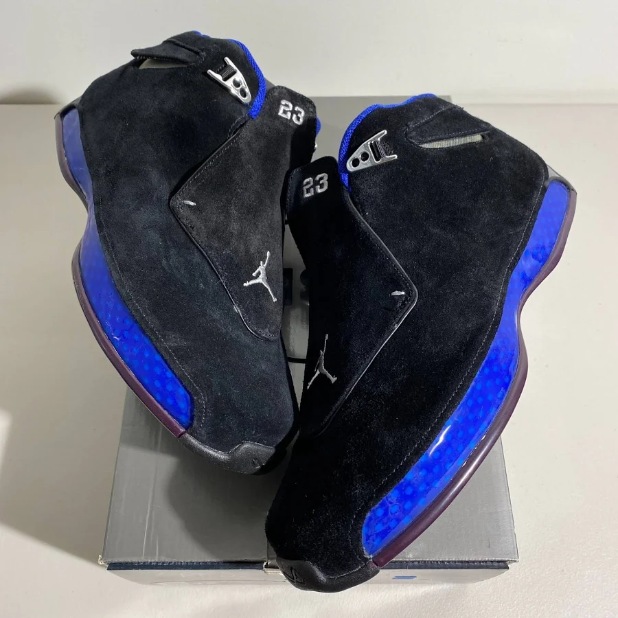 Size 12 - Air Jordan 18 Og Black Sport Royal 2003 Sneakers 305869-041