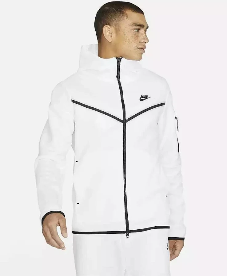 Nike Tech Fleece Windrunner Hoodie White Black Full Zip Cu4489-100
