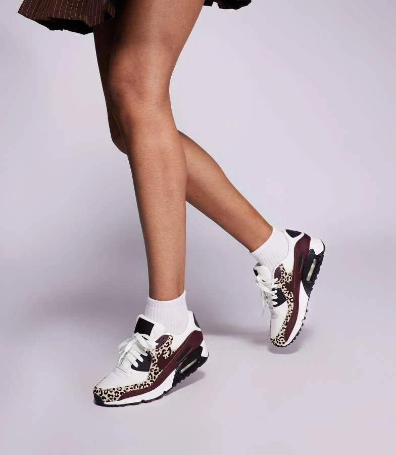 NIKE Nike Air Max 90 trainers in white and leopard print - WHITE - WM US 11.5 - UK 9