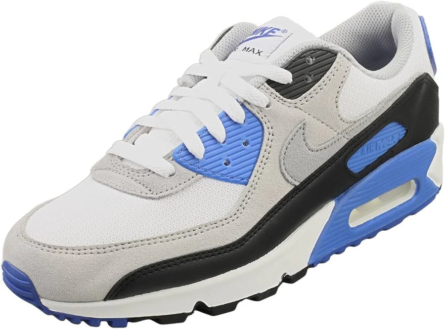 Nike Air Max 90 Mens Fashion Sneakers In White Grey Black - 9.5 Us
