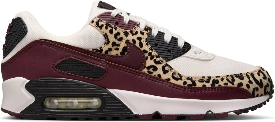 WMNS Nike Air Max 90 Leopard 5.5 / SAIL/BURGUNDY CRUSH-BLACK
