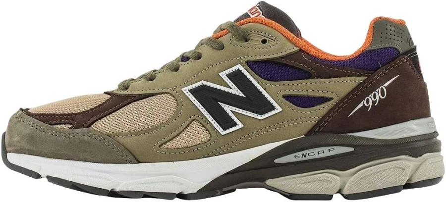 New Balance 990v3 Made In Usa Athletic Men Sneakers - Khaki/orange