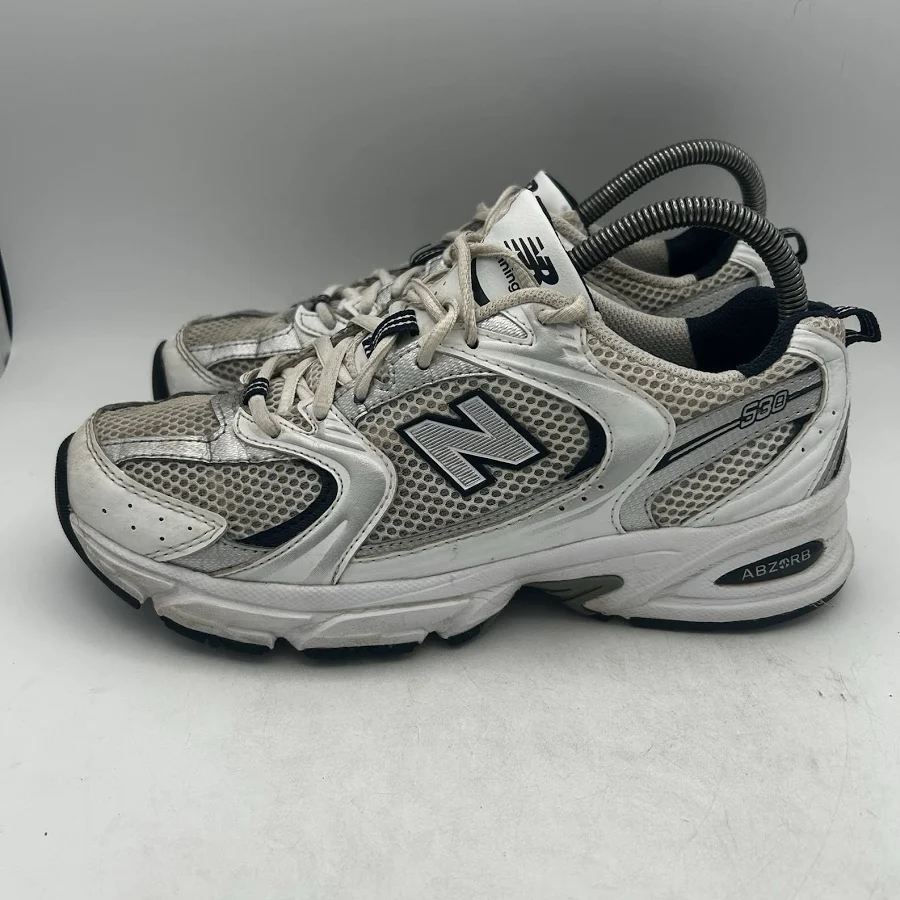 Balance 530 White Silver Navy Low Top Athletic Sneaker M 6 Women’s 7.5