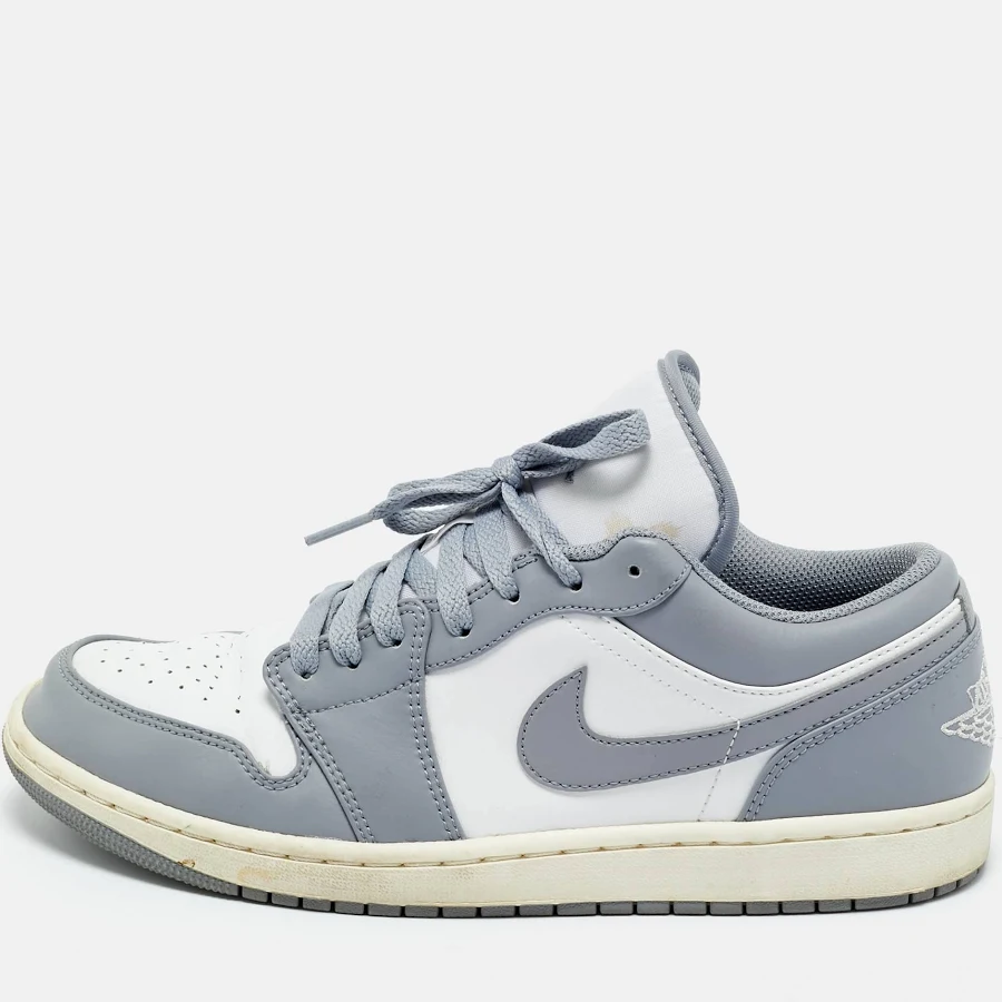 Air Jordans Grey/white Leather Jordan 1 Low Vintage Stealth Grey sneakers